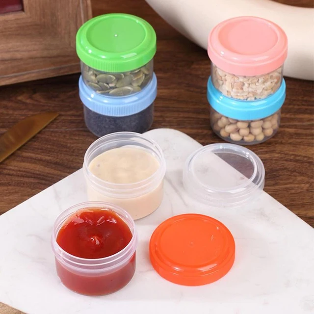 Stackable Mini Food Storage Container with Clip-on Lid, Condiment and Sauce  Containers Snack Boxes for Kids 