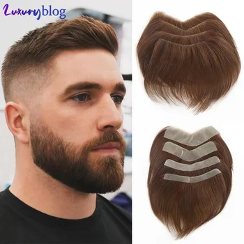 Marrone nero uomo parrucchino capelli umani attaccatura dei capelli frontale 180 densità V Loop dritto fronte parrucchino protesi capillare per capelli naturali