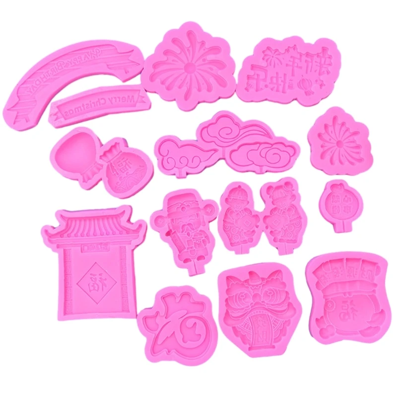 

14 Pack Festive Spring Festival Silicone Molds Set Unique Silicone Fondant Moulds Silicone Chocolate Moulds for Holiday