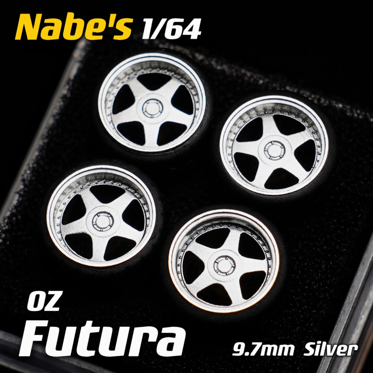 JUYUAN 1/64 Scale Wheels & Tires Set – Front Small, Rear Big Rubber Tires For Diecast Model Car Modding