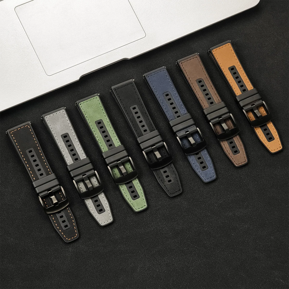 Elegant Leather Wristband - 20mm/22mm Adjustable Strap