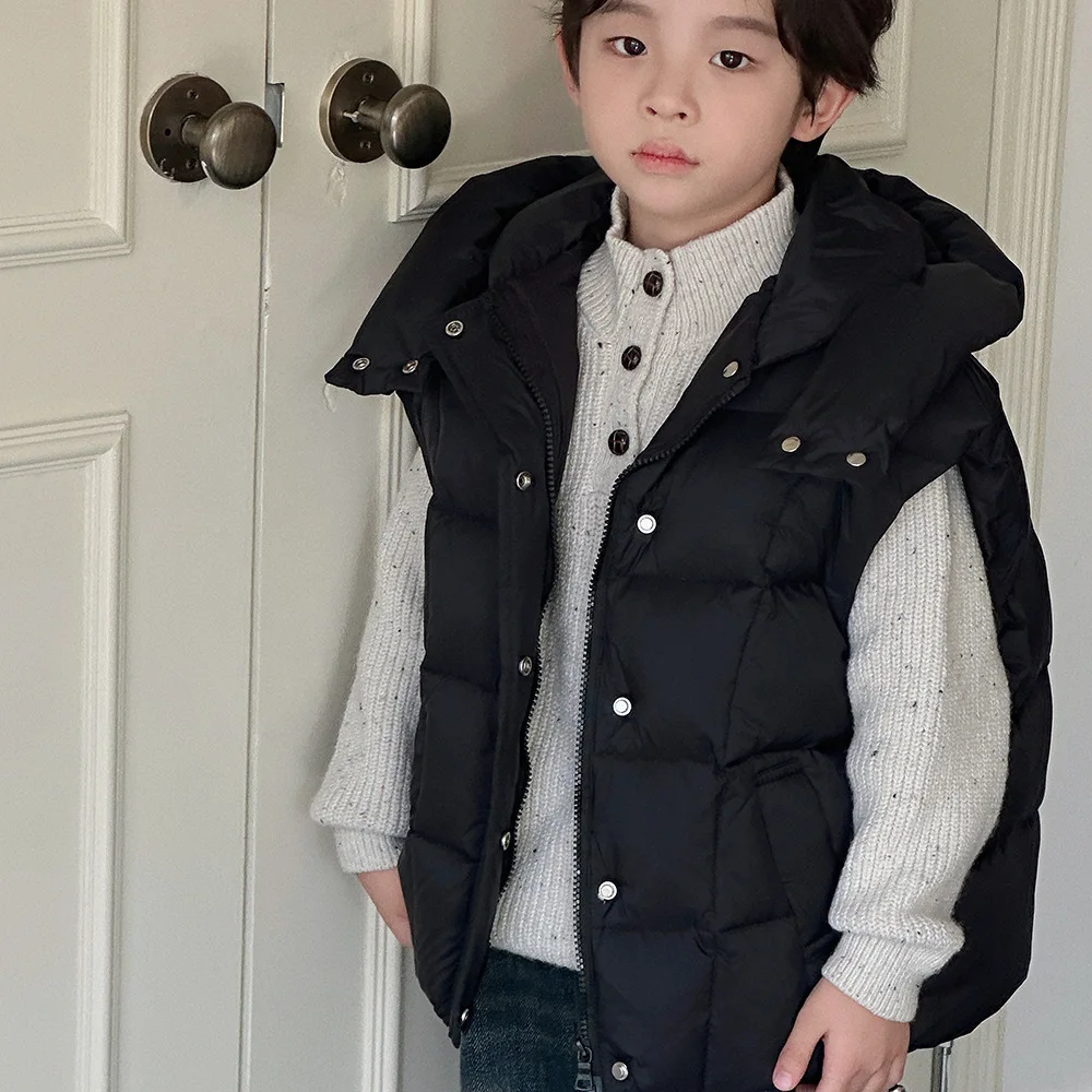 New Children's Vest For Girls 2024 Winter Clothes Baby Vests Warm Outerwear Waistcoat Toddler Jacket Kids Coats Gray