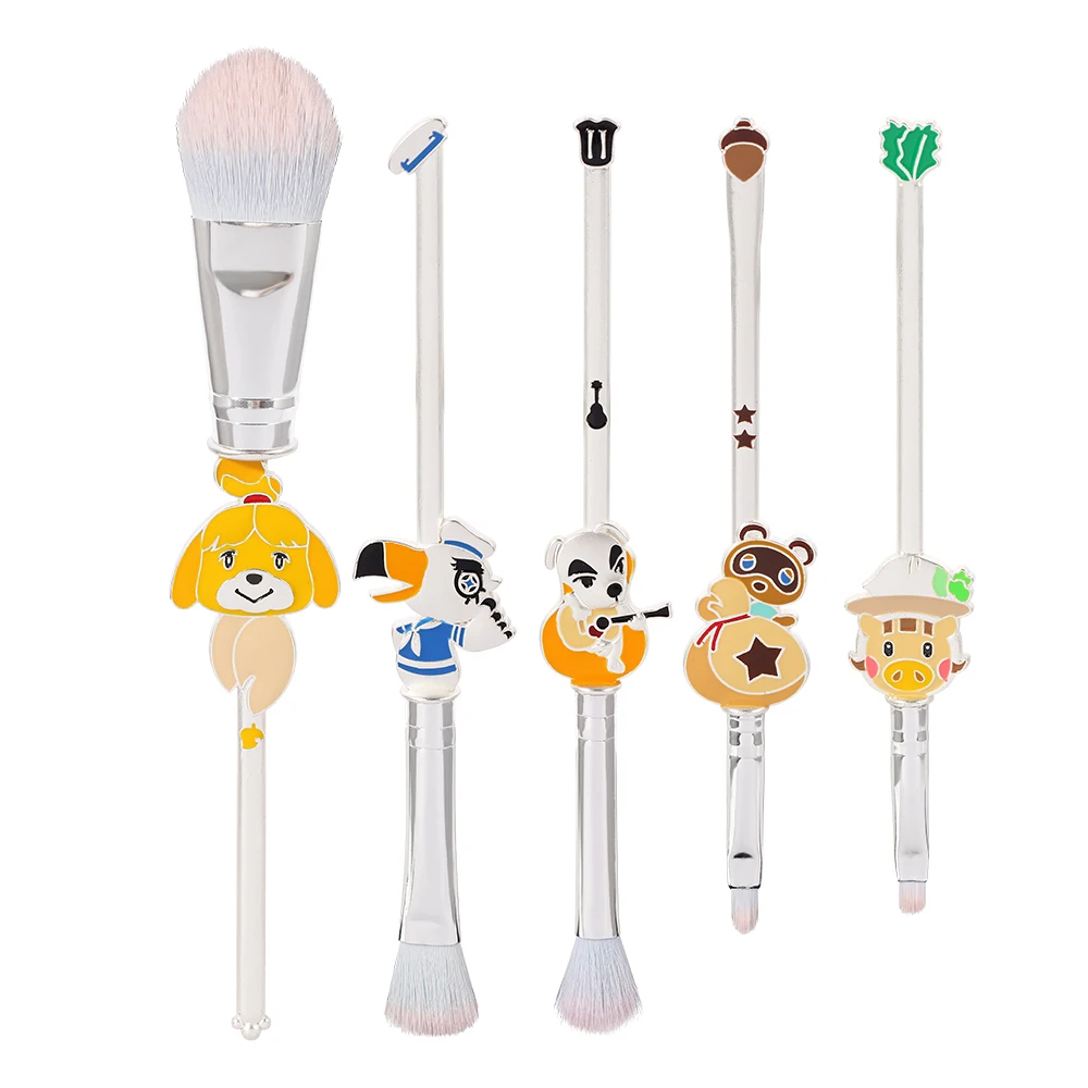 

5pcs Animal Crossing: New Horizons Makeup Brush Set Newest Foundation Blending Brush Female Makeup Tool Anime Cosplay Prop