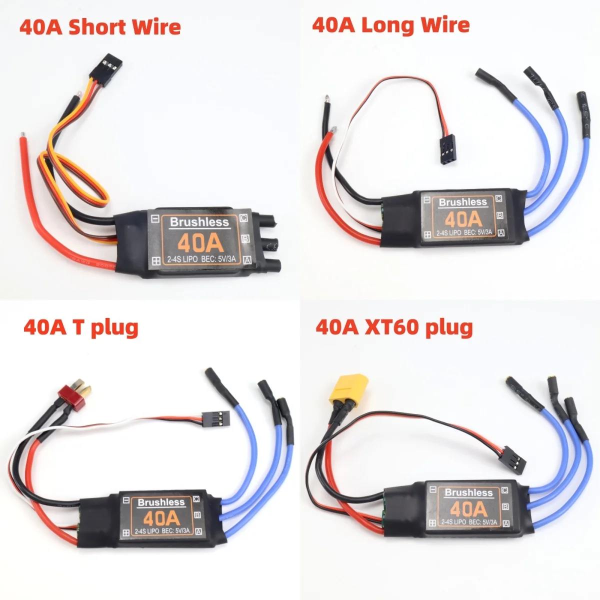Bürstenloser 40A ESC Geschwindigkeitsregler 2-4S mit 5V 3A UBEC für RC FPV Quadcopter, RC Flugzeuge, Helikopter, F450, F550, S500, 30A M