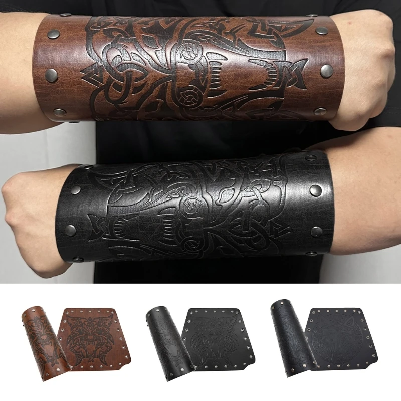 

Leathers Gauntlet Wristband Wrist Armors PU Bracers Medieval Vambrace Bracers Gauntlet ArmGuards Unisex