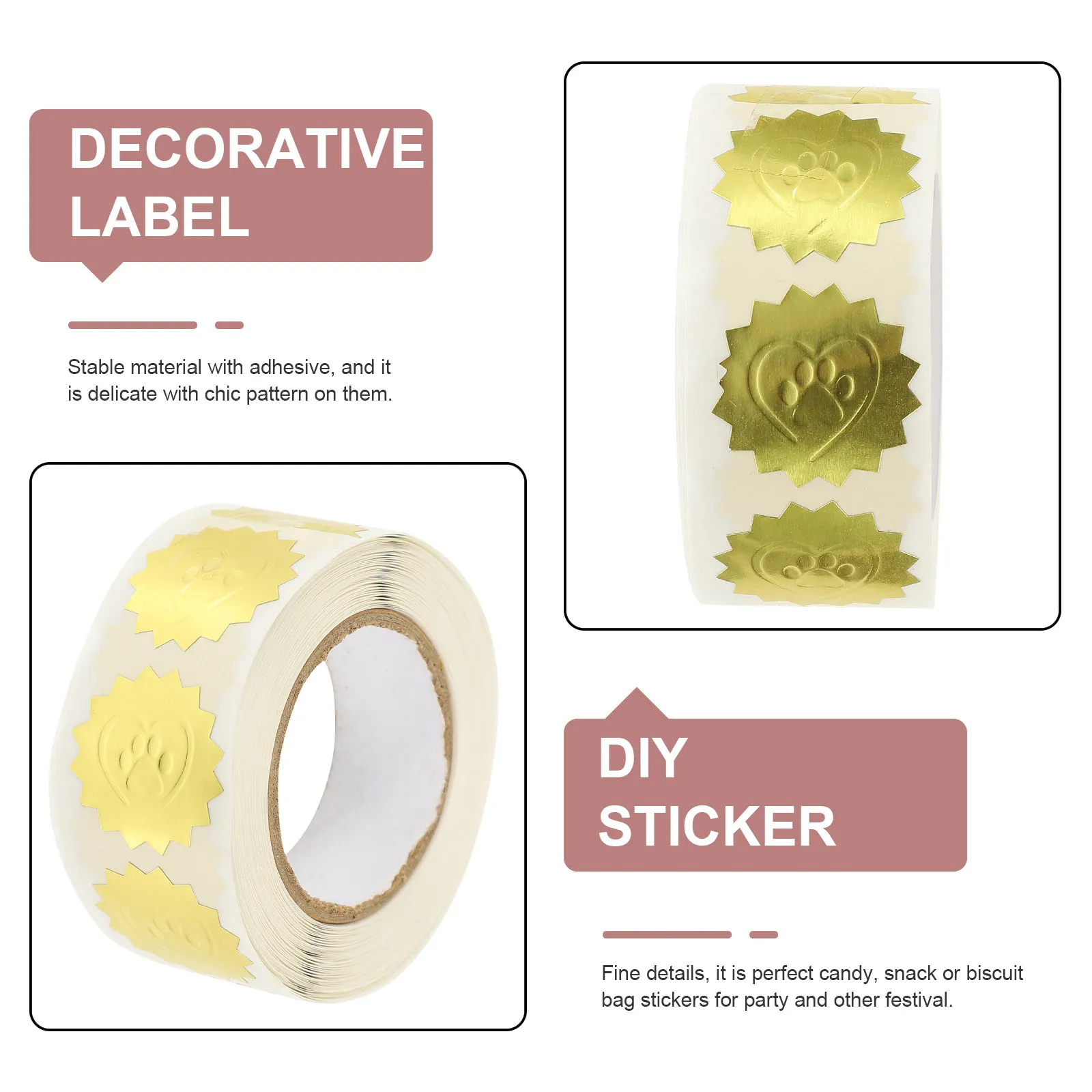 1 롤 방수 자체 접착 씰링 스티커 선물 상자 쿠키 캔디 숍 파티용 다기능 봉투 씰 스티커