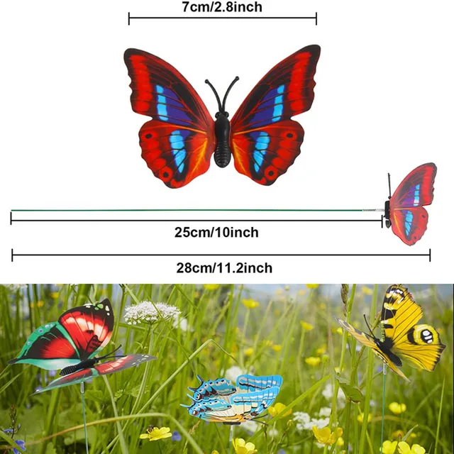 5/10Db Pillangók Szitakötő Kerti Udvar Ültetvényes Színes Szeszélyes Pillangó Tét Dekoracion Kültéri Dekoráció Virág Edények - Image 6