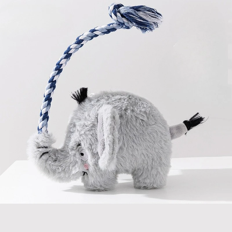 Plush Squeaky Tug-of-War Dog Toy - Bite-Resistant Interactive Zoo Animal Toy