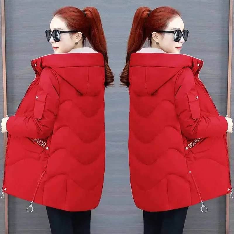 2021 Women Winter Jacket Hooded Warm Coat Plus Size Green Cotton Padded Jacket Female Long Parka Women Wadded Jaqueta Feminina