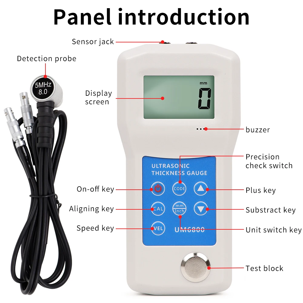 Ultrasonic Thickness Gauge 1.0-280MM Metal Tester