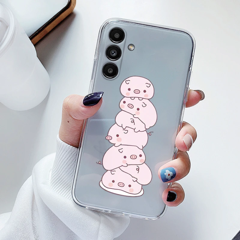 Clear Floral Cartoon Heart Shockproof Soft TPU Case - Transparent Cover