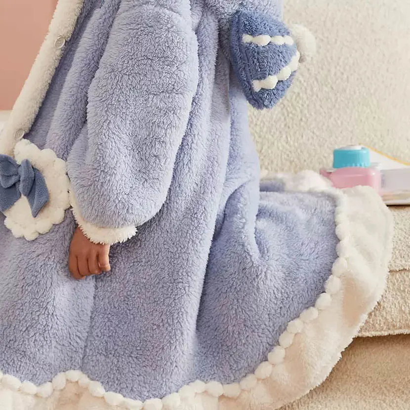 Girls Flannel Pajamas Autumn Winter Robes for Kids Thick Fleece Nightgowns for Children Teenager Bath Towel Kids Clothes