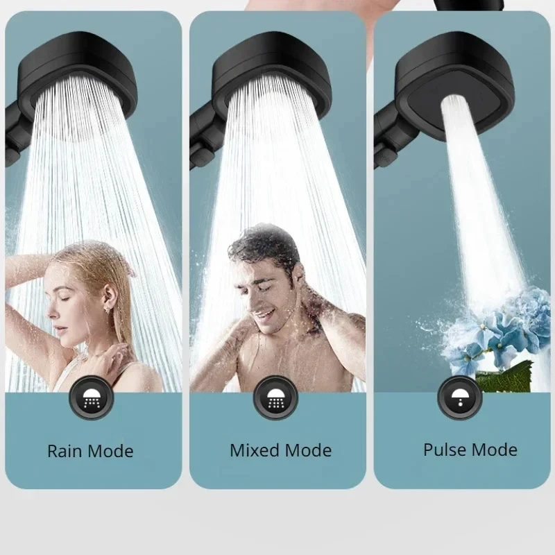 Eco-Friendly High Pressure Shower Head with Adjustable Water-Saving Modes and One-Key Stop Feature