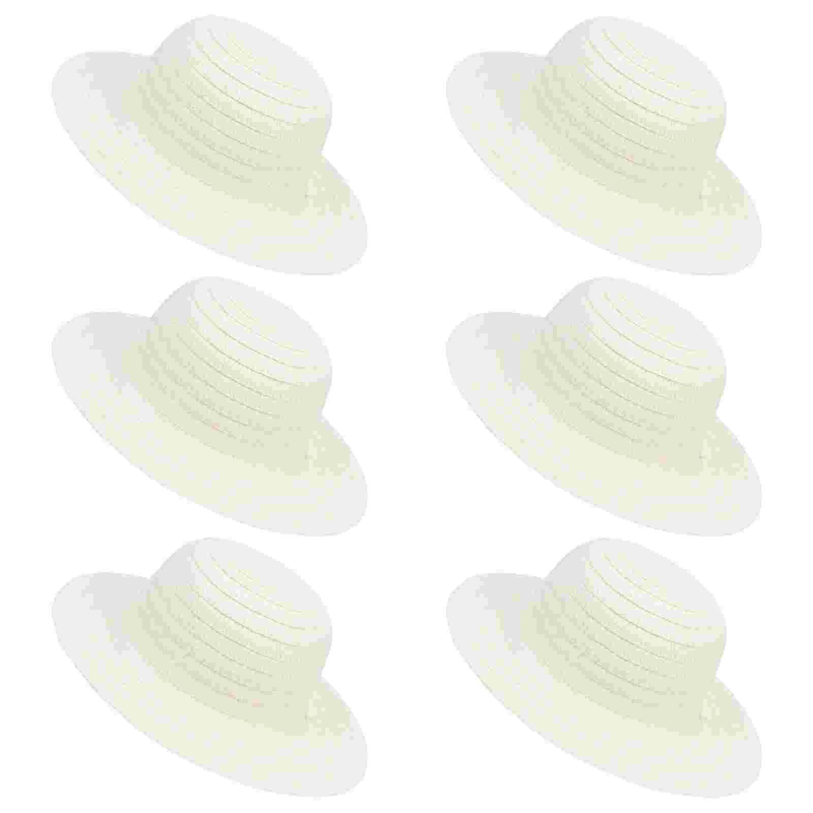 

6 Pcs Graffiti Straw Hat DIY Accessory Drawing Beach Toys Parent-children Painting Crafts Material Man Braid Accessories