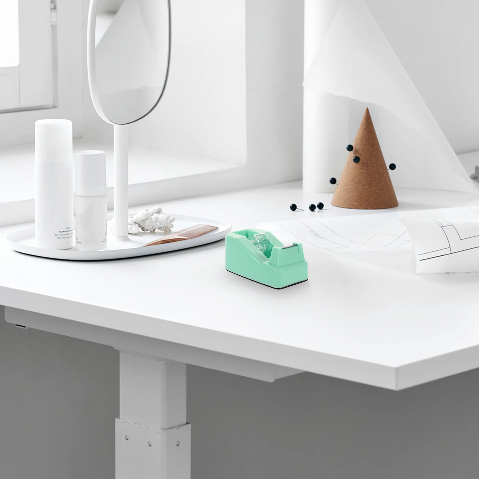 

Macaron Color Small Tape Holder Desktop Office Machine Packaging (mint Green) Desks Dispenser Gift Aluminum Alloy Cute