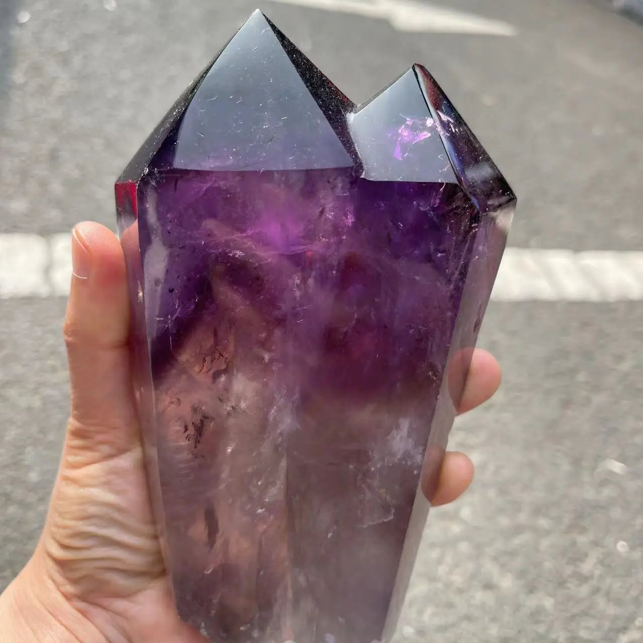 Natural Amethyst Twin Points Purple Gem Spiritual Healing Stone Obelisk Wand Stone Home Decor 3