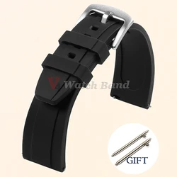 Universal Waterproof Silicone Sport Watch Band - Durable Rubber Strap, 20mm/22mm, Fits Various Brands - 22mm (Black)