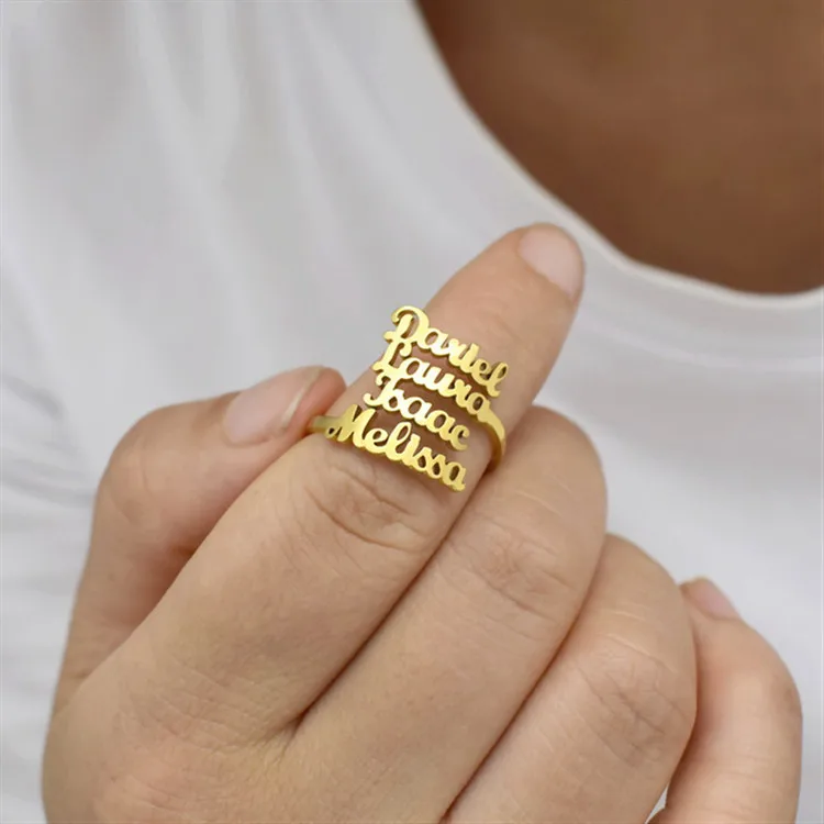 Customized-Name-Ring-for-Women-4-Names-Personalized-Letter-316L ...