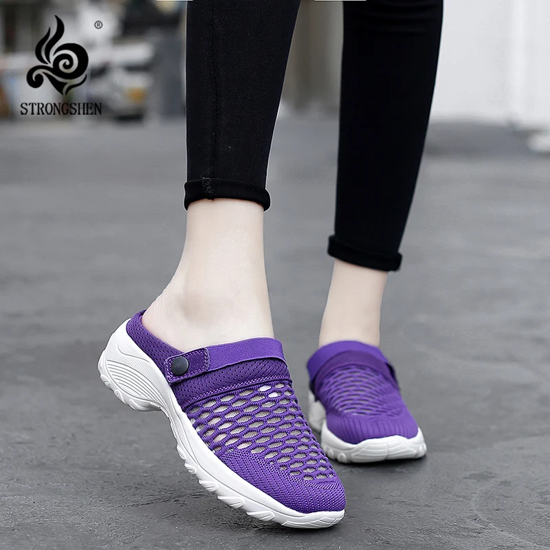 

STRONGSHEN Women Casual Platform Slipper Mesh Non-slip Platform Sandals Breathable Mesh Outdoor Walk Shoes Zapatos Para Mujeres