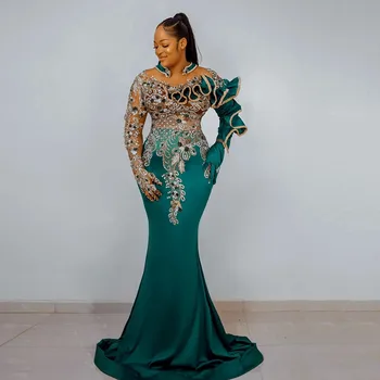 Bimbo Lace Appliques Sheer Mesh Evening Dress