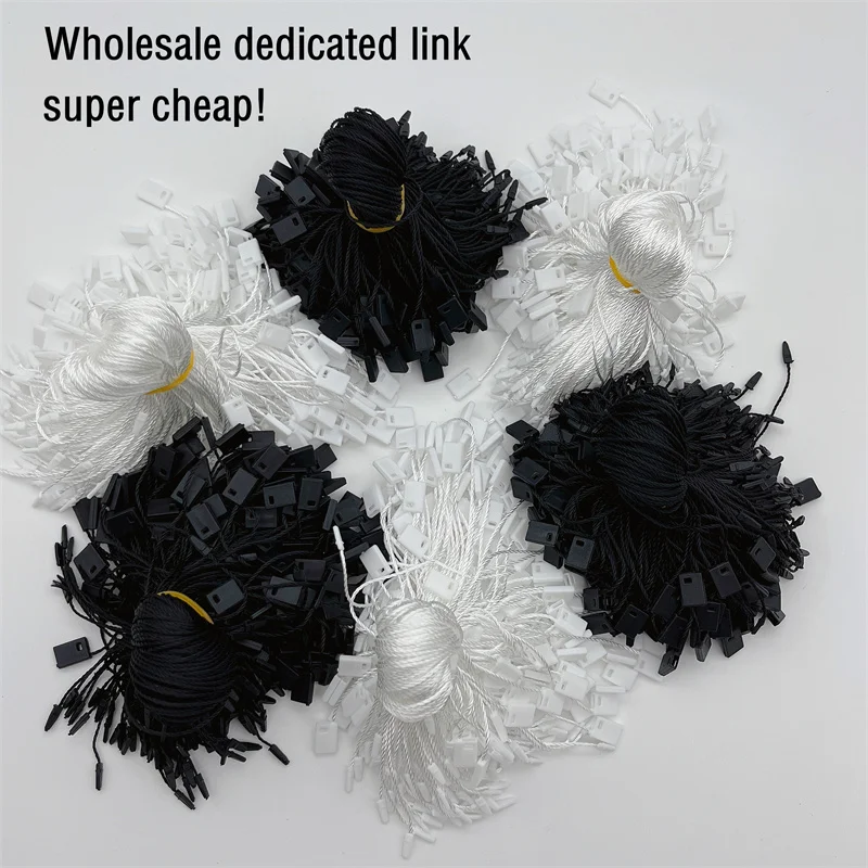 

8000pcs Plastic Square Polyester Rope Snap Lock Pin Loop Fasteners Shirt Clothing Label Rope For Diy Party Gift Card Tag Rope