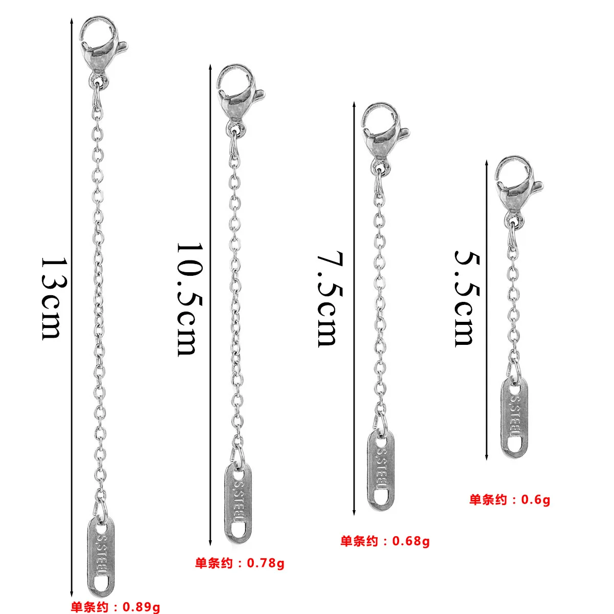 Stainless Steel Extension Extended Tail Chains Lobster Clasps Connectors DIY Jewelry Making Findings Bracelet Necklaces 5