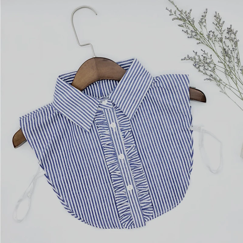 

Women Lapel Stand Detachable False Collar Ladies Striped Shirt Fake Collar Sweater Faux Col Vintage Shirt Clothing Decoration