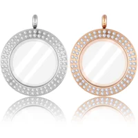 Wholesale Waterproof 28mm 33mm Twist Open Stainless Steel Round Floating Locket Pendant Plain Glass Lockets 1