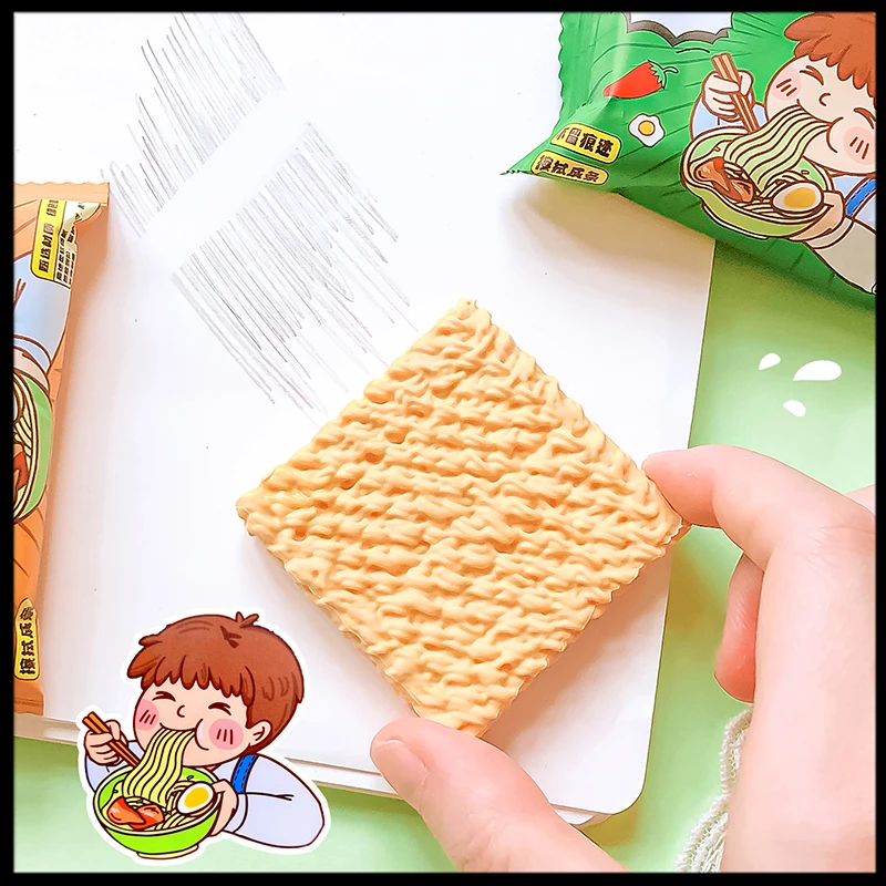 귀여운 미적인 문구류, 사무용품, 어린이날 선물, 학교 즉석 면 모양 지우개 고무