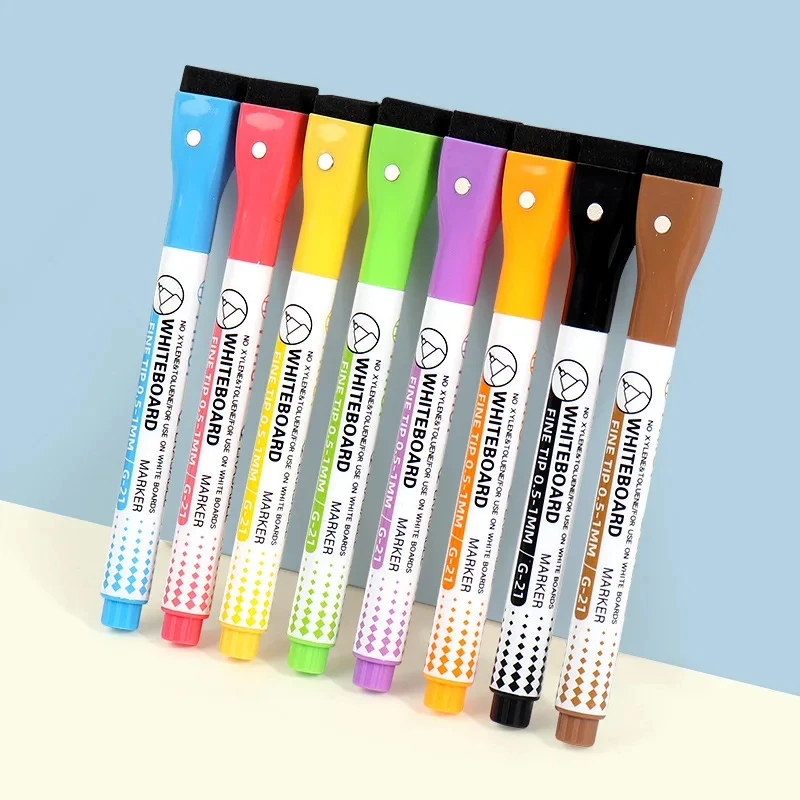 Vibrant 8-Color Extra Fine Tip Magnetic Dry Erase Markers for Home, School, and Office