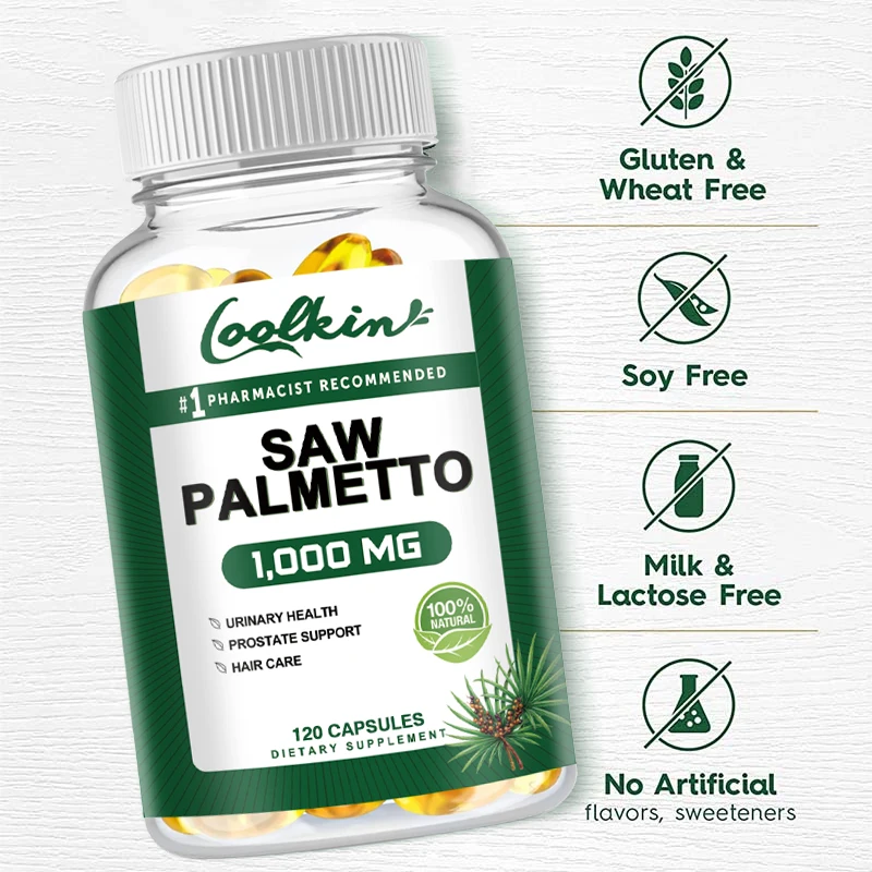 Saw Palmetto Supplement Prostate Urinary Tract Capsules Saw Palmetto Capsules 1000mg-Promotes Prostate Health Blocks DHT and Prevents Hair Loss