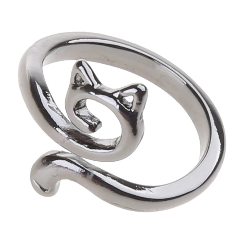 Y1UE Adjustable Open Rings for Women Dainty Long Tail Finger Ring Knitting Crocheting Joint Ring Jewelry Ornament 2