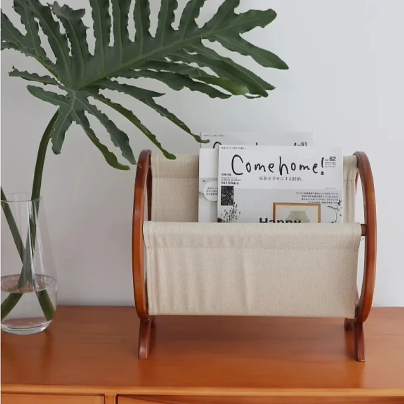 Rubberwood Magazine Holder French Large Magazine Rack Vintage Storage Side Table Stable Bedside Organizer