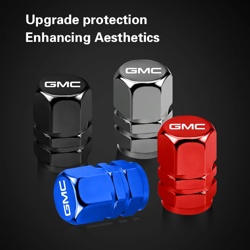 4pcs/set Car ornament Wheel Tire Valve Caps Tyre Stem Covers Accessories For GMC Terrain Sierra 1500 Yukon Acadia Savana Hummer 4
