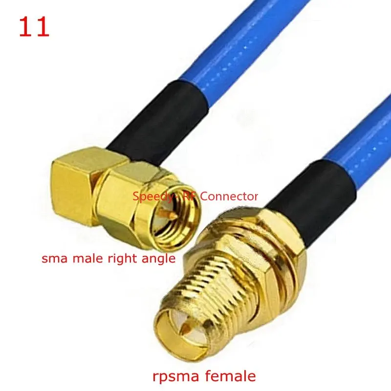 High-Frequency RG-402 Adapter with Right Angle Crimp SMA Connectors - 50 Ohm Brass