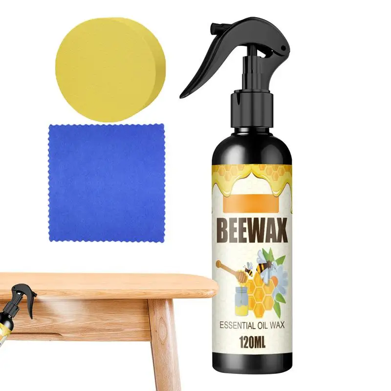 

Beeswax Furniture Polish Beeswax Spray for Floor Anti-Crack Wood Polish Wax Spray with Sponge and Cloth Furniture Care wax