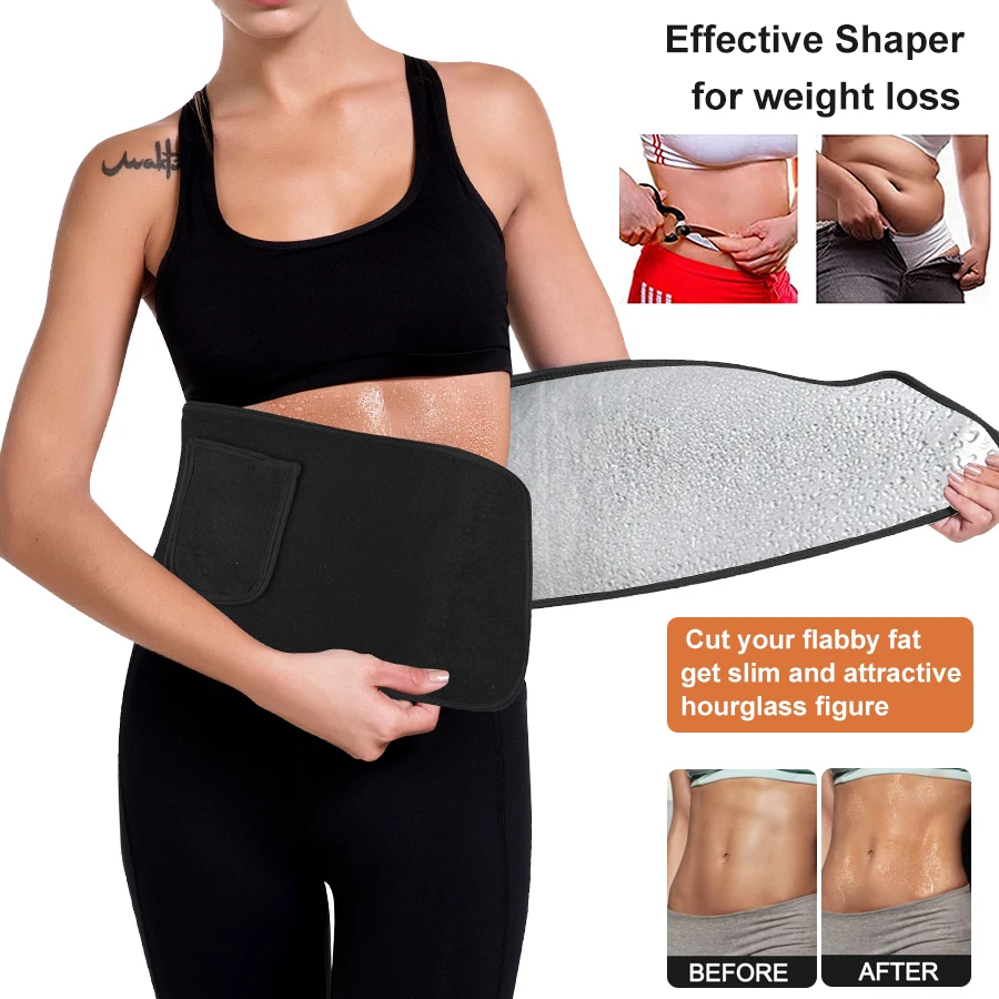 Women Sauna Belt with Pocket Fitness Workout Slim Waist Cincher Body Shaper for Weight Loss Tummy Compression Wrap Waist Trainer