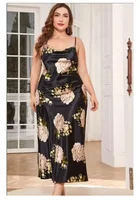 Vêtements de nuit en soie glacée, grande taille, à la mode, décontractés, imitation soie, sexy, imprimé, chemise de nuit à bretelles 1