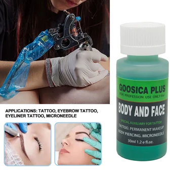 Goosica Plus Gel per tatuaggi Gel blu durante la chirurgia Trucco permanente Microblading Piercing Bellezza Corpo Sopracciglio Labbra Liner 1,2 OZ