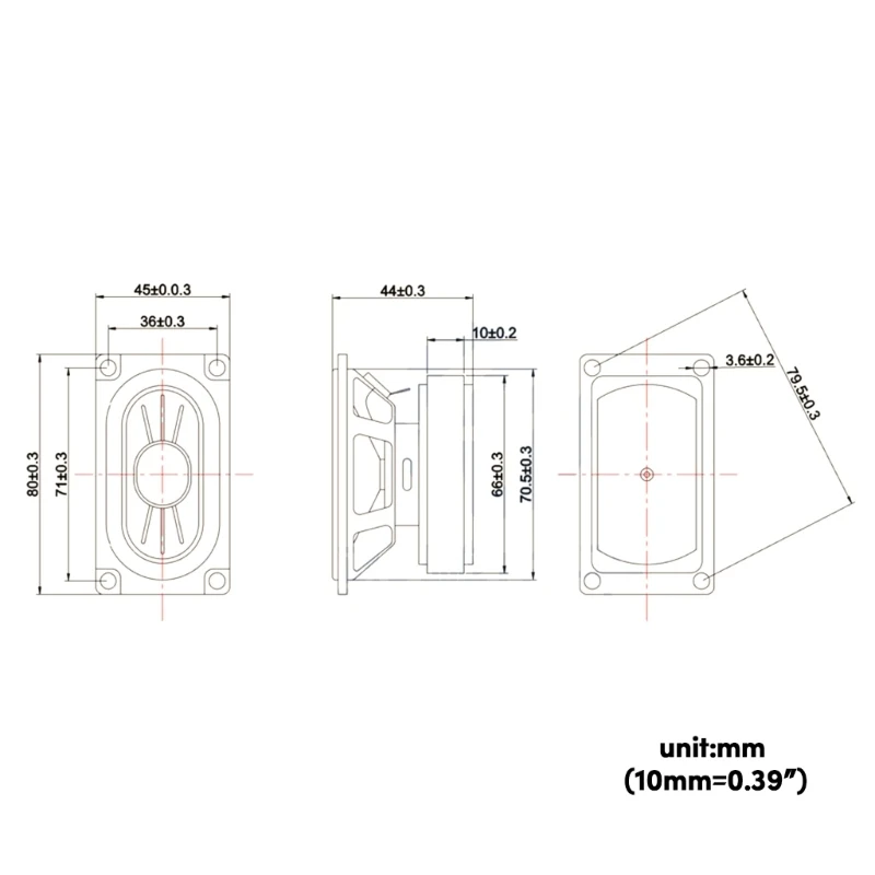 4580 4Ohm 12W 전체 주파수 오디오 스피커 직사각형 확성기 3 인치 HIFI 사운드 동적 코일 스피커 80mm