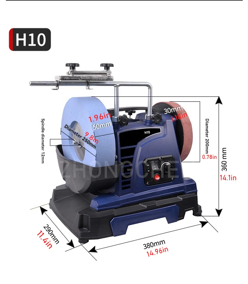 H10 10inch Low-speed Water-cooled Knife Sharpener 200W Electric Polisher Househo