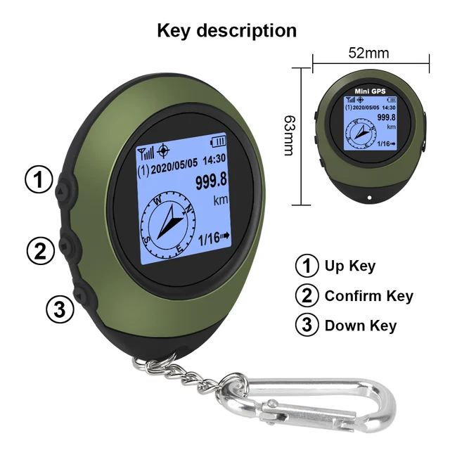 High-Precision Satellite Mini Handheld GPS Coordinates Compass Altitude Locator Navigator Outdoor Sports Travel Hiking Tracking 3