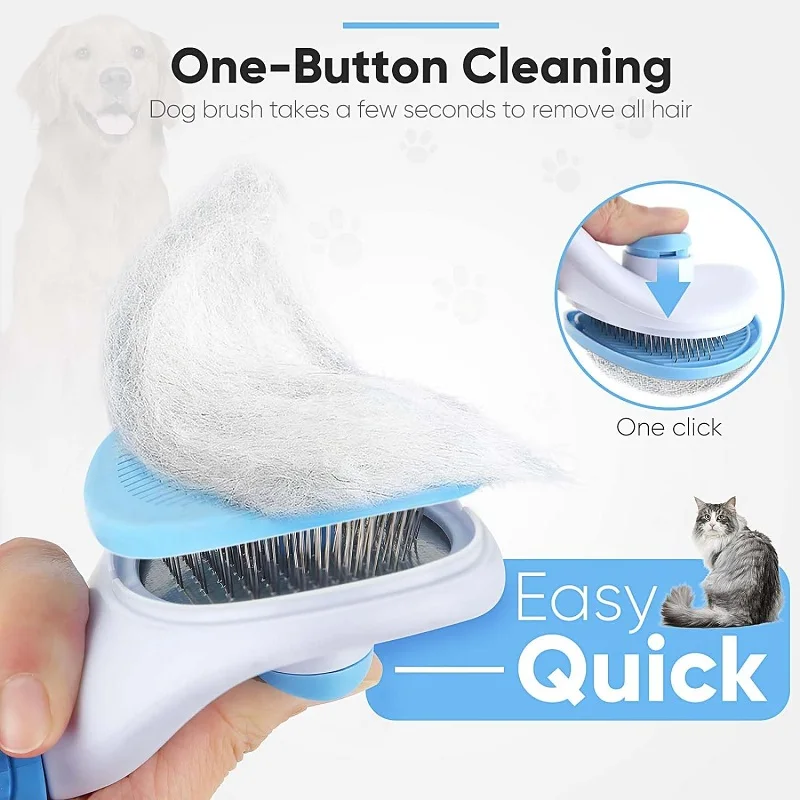 Cat Brush Remove Hair Stainless Steel Pet Hair Removal Comb Non Slip Pet Grooming Brush Dog Combs Brushes Cat Accessorie 3