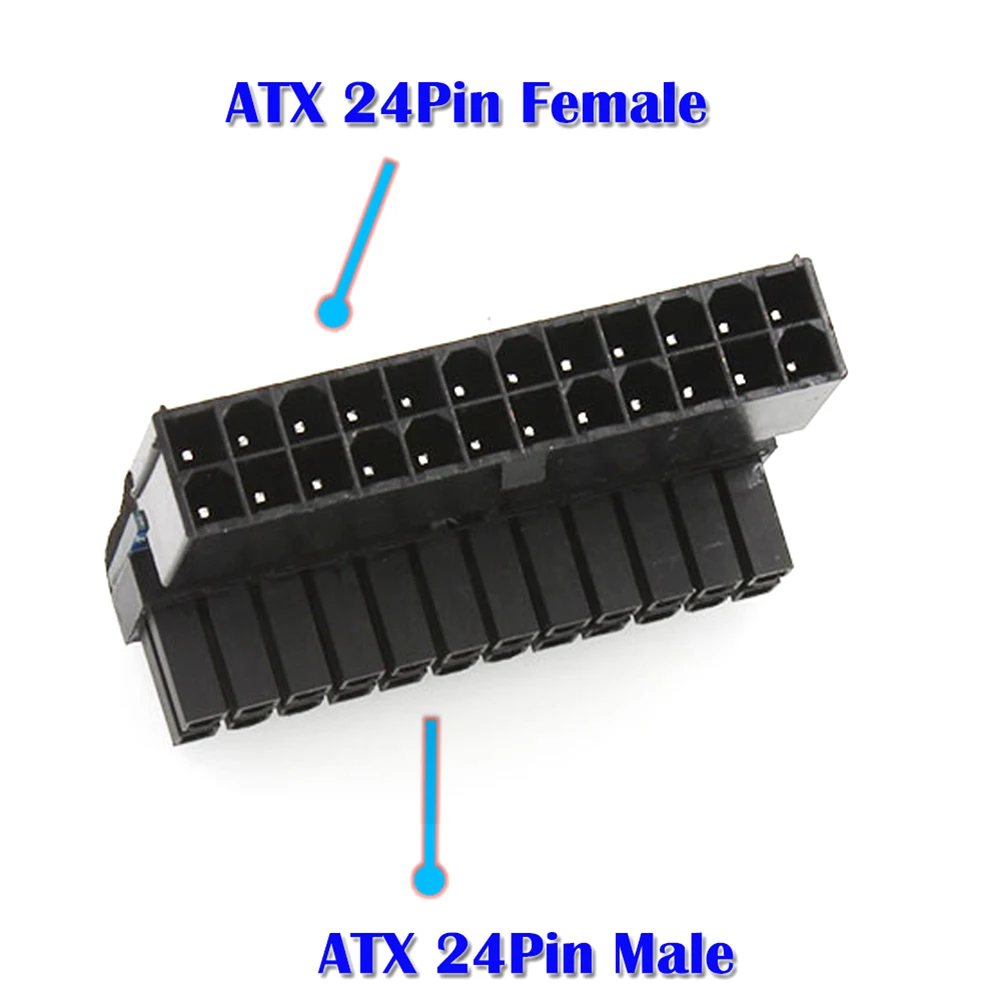 90 Degree Desktop  Adapter Excellent ABS Plastics Prolonged  PC ATX 24Pin Female to 24Pin Male Motherboard Power