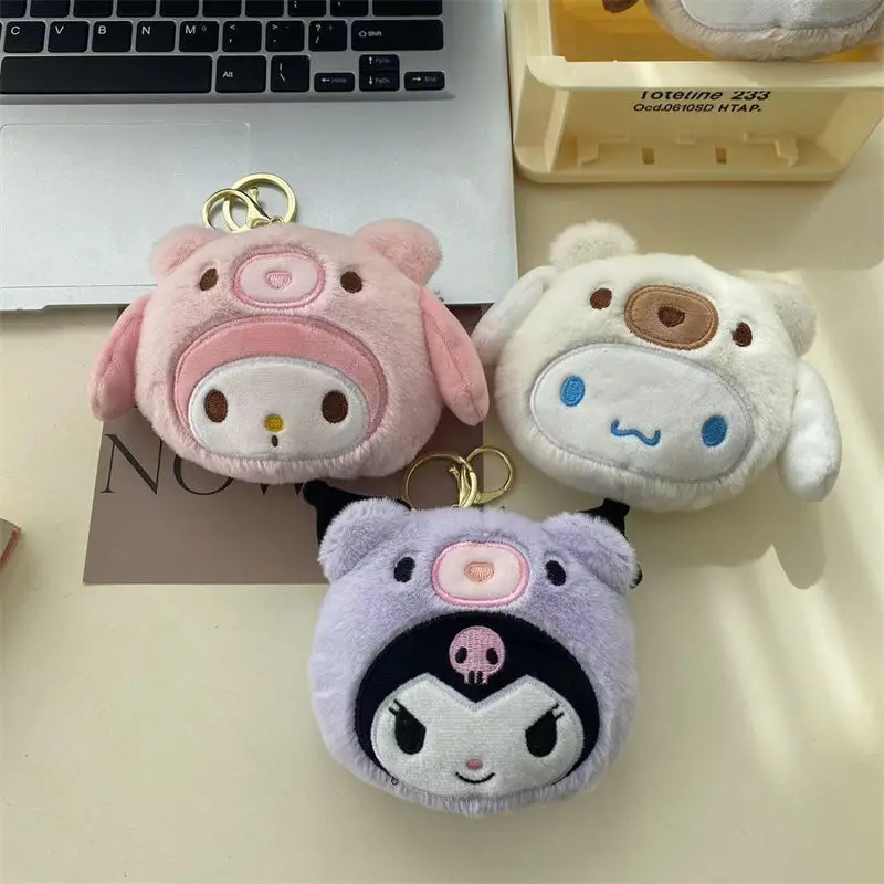 

Kawaii Sanrio My Melody Kuromi Pochacco Plush Wallets Coin Purse Pendant Headset Storage Bag Cartoon Doll Keychain Ornaments
