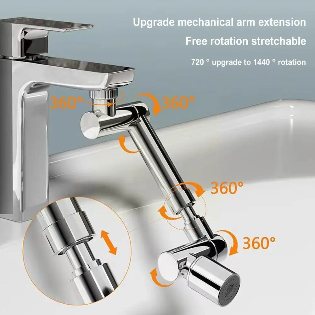 1440 Degree Universal Retractable Faucet Splashproof Tap Basin Spray