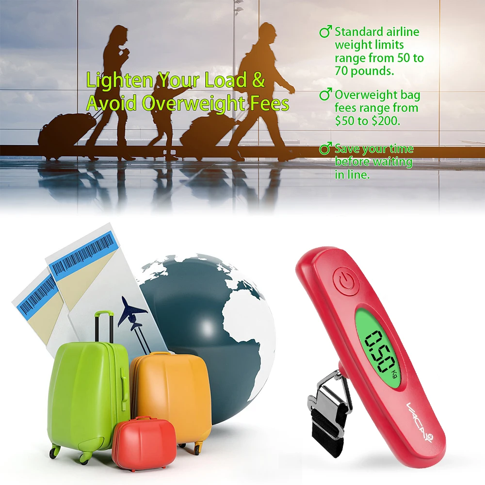 50kg x 10g Digital Luggage Scale Portable Electronic Scale Weight Balance suitcase Travel Hanging Steelyard Hook scale