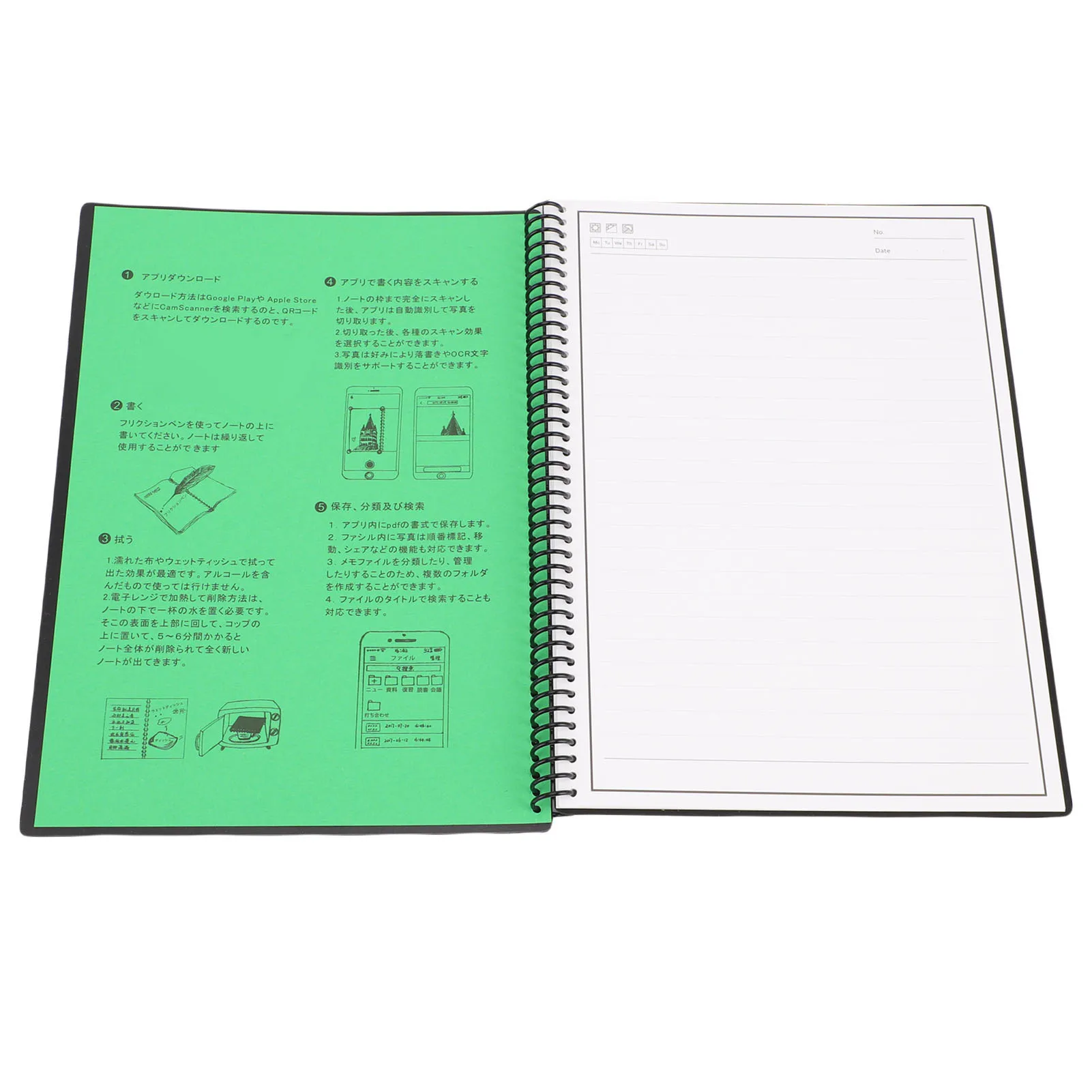재사용 가능한 노트북 스마트 스파이럴 노트북 180x255mm 30매 라인 및 도트 페이지 작업 학습용 지울 수 있는 스마트 스파이럴 노트북
