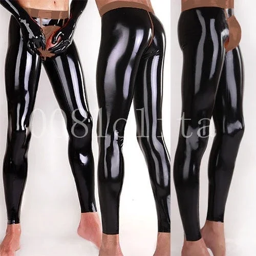 

costume party Latex Rubber Gummi Sports Tight Highlight the crotch black Pants Size XS~XXL cosplay