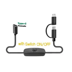 Universal 2 - in - 1 USB - C Extension Cable with Power Switch - 40cm -15.74inch (2 in 1 with Switch)